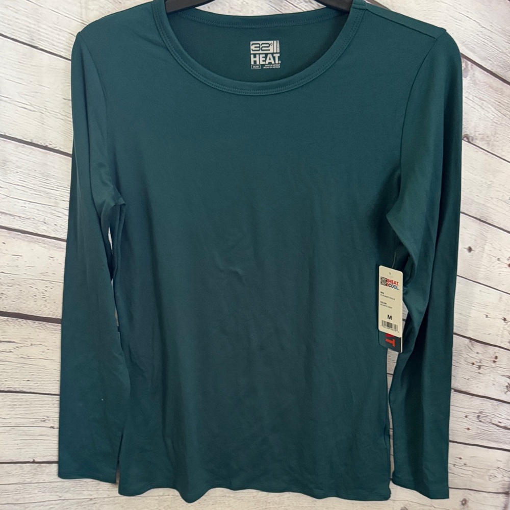 32 Degrees Womens Cozy Heat Scoop-Neck Top Atlantic Deep Teal